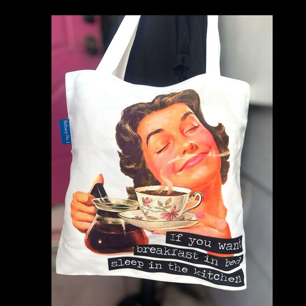 A&P Coffee Meme Tote Bag Multicolor Retro Style Humor Casual